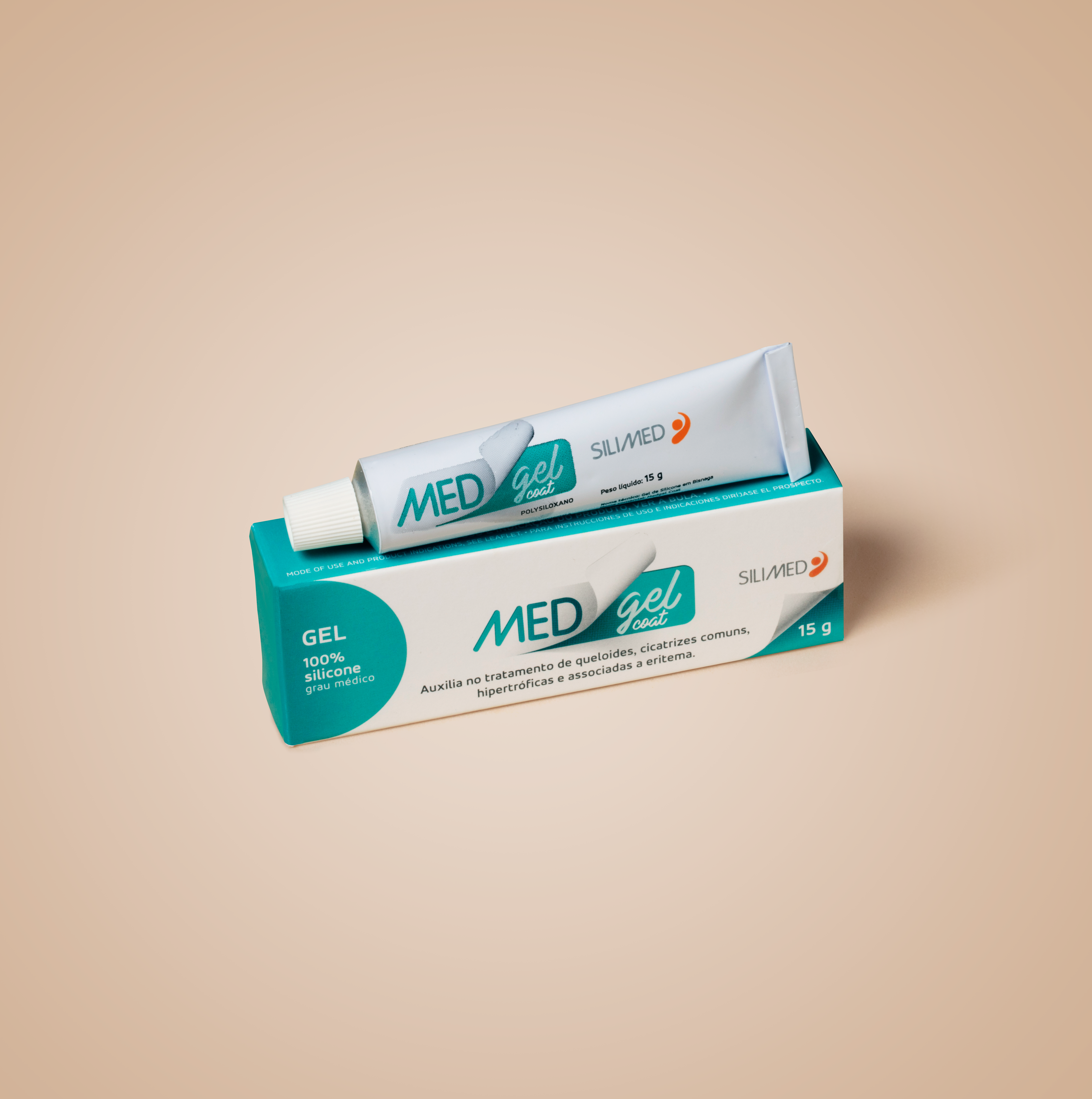 Medgel cicatriz coat caixa com produto acima